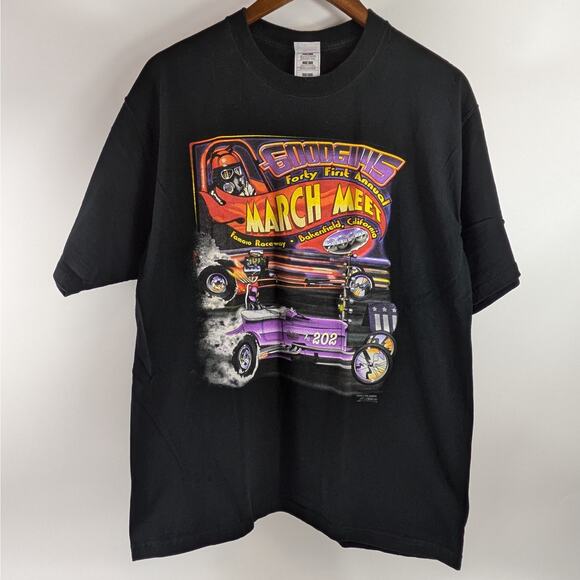 Vtg 2000 Y2K Mens L Drag Racing TShirt Goodguys 41st March Meet Famoso Double - Picture 1 of 5